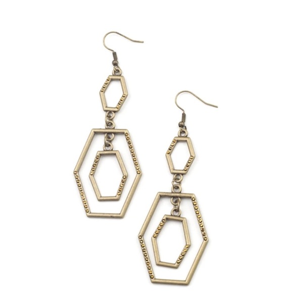 Geometric Maven - Brass. Earring. New. - Picture 3 of 3